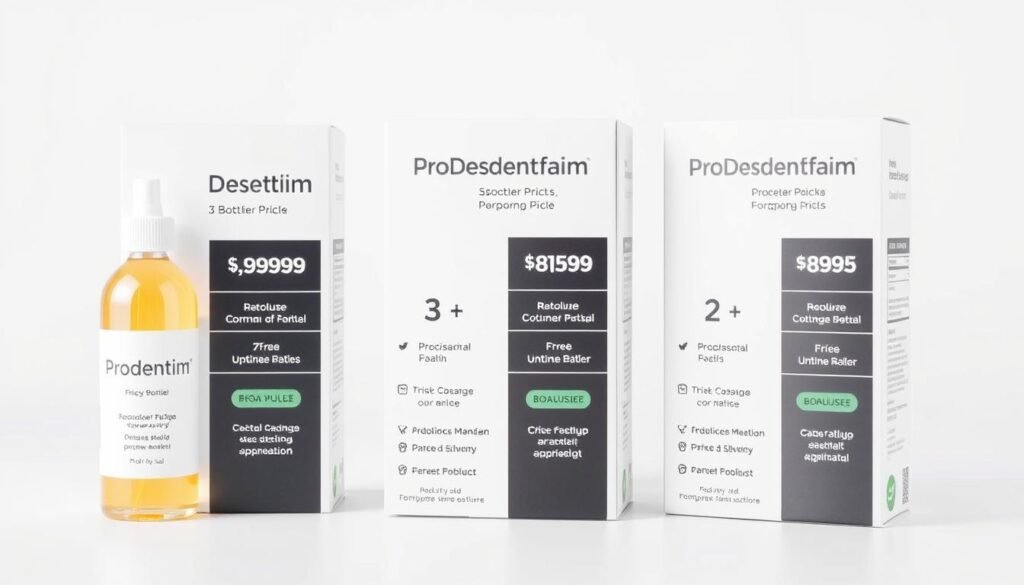 ProDentim pricing packages showing different bottle quantities and discounts